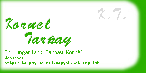 kornel tarpay business card